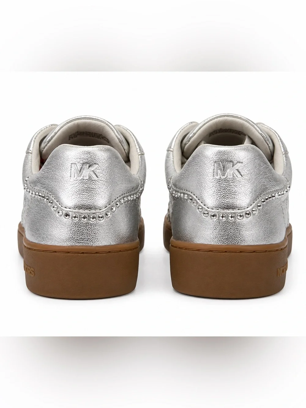 Michael Kors Scotty Lace Up Metallic Silver w/Rhinestones Women's Sneakers 8.5